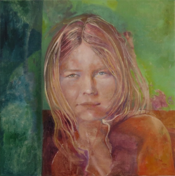 Nela green orange portrait painting