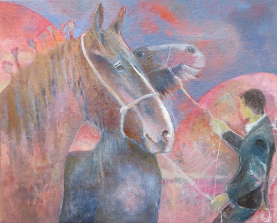 shirehorses horse painting pink