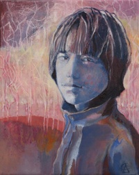 portrait blue pink
